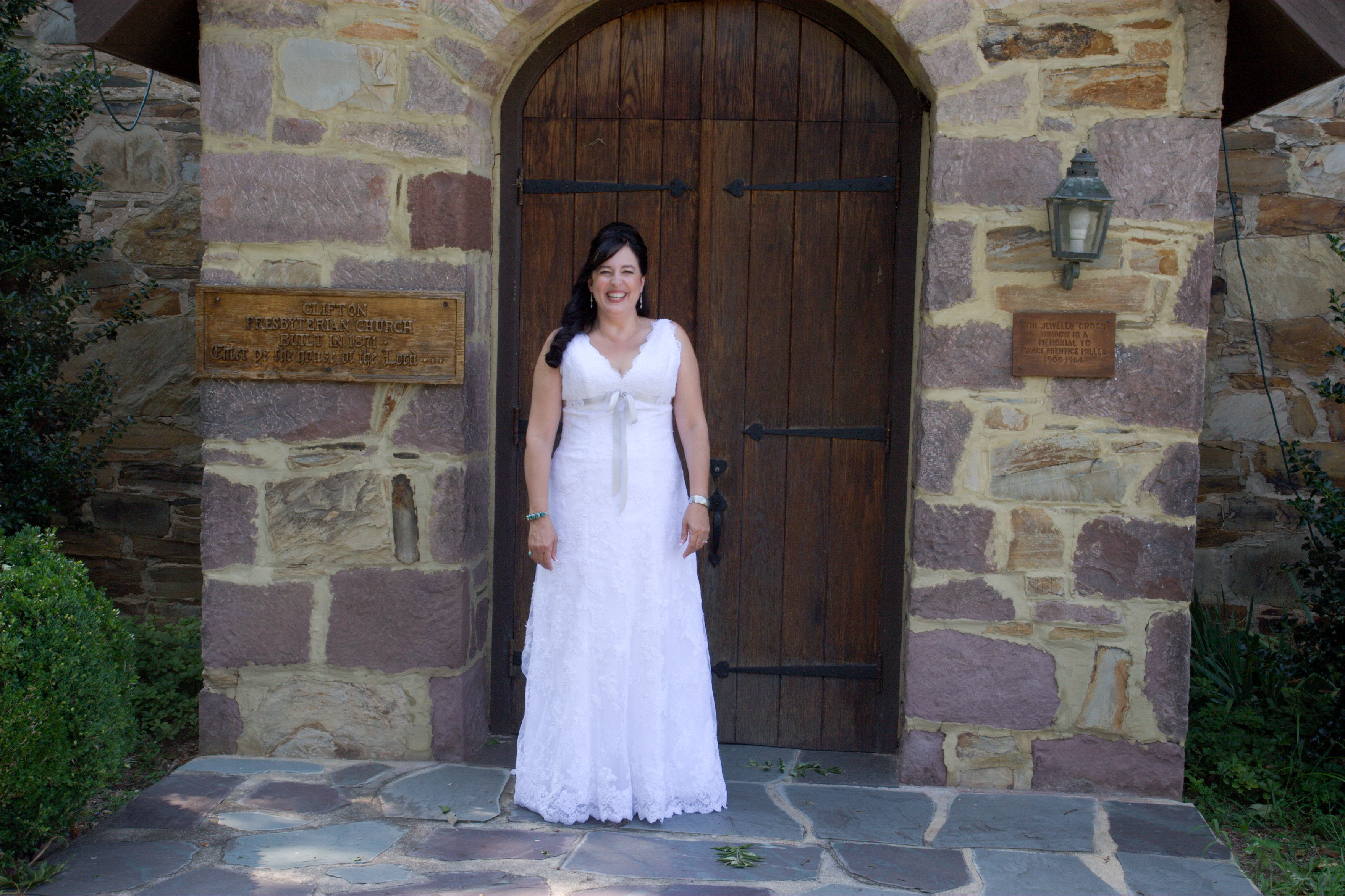 Bride at church door