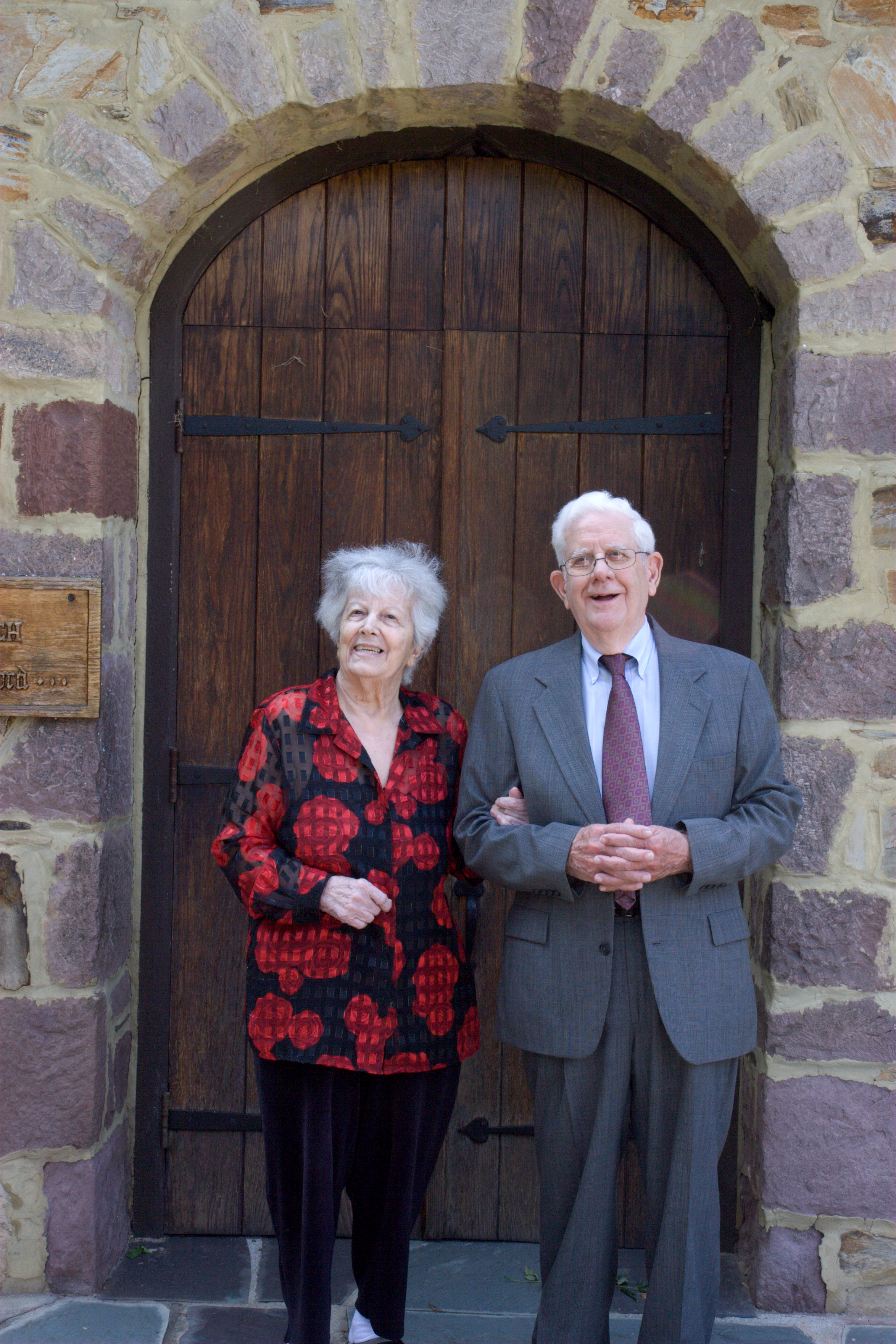 parents at church door