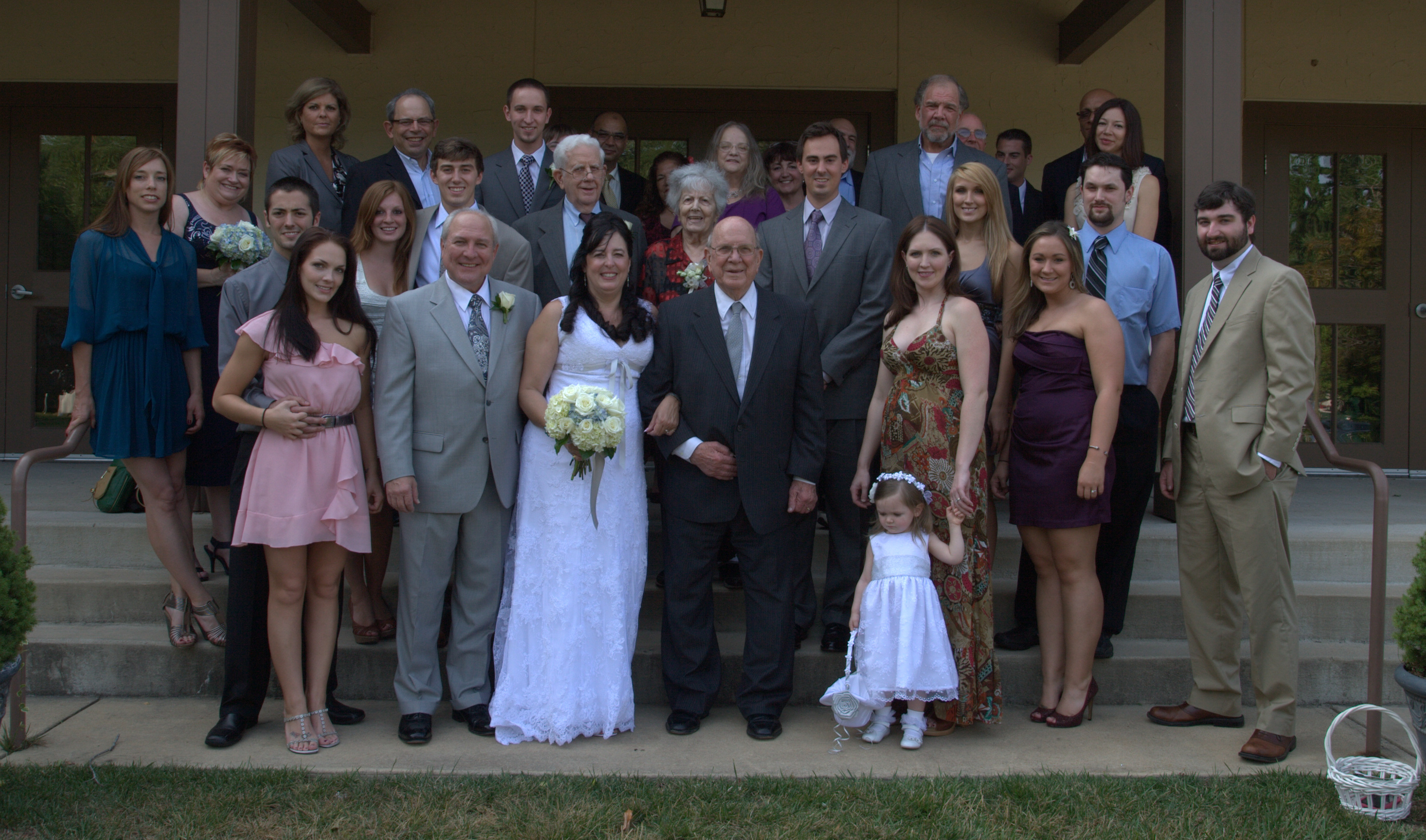 Wedding couple and extended family