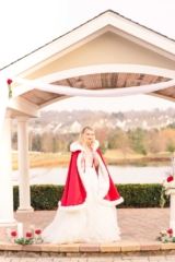 winter fairy tale wedding bride red cape full-length